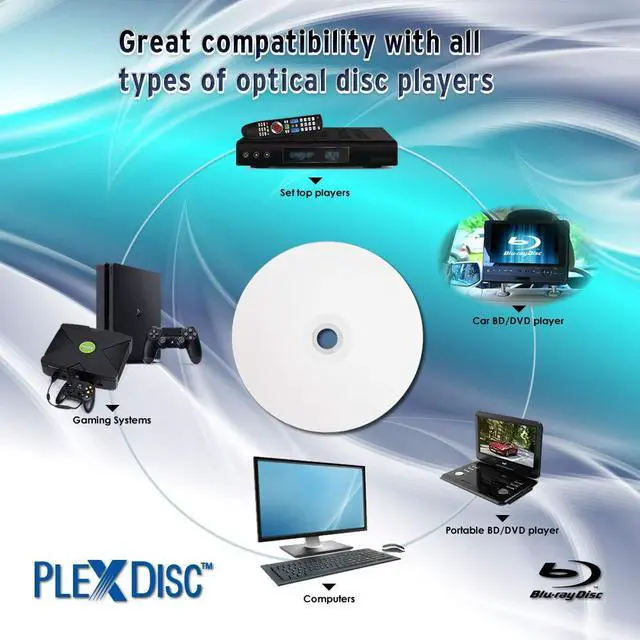 Alt view image 4 of 5 - PLEXDISC 645-213 50 GB 6X Blu-ray Double Layer Recordable BD-R DL White Inkjet, 25-Disc Spindle