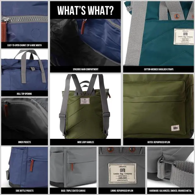 Alt view image 4 of 5 - ORI LONDON Travel Backpack - Medium Nylon Rolltop Backpack for Men & Women for Laptop & Accessories - The Canfield, Burnt Blue