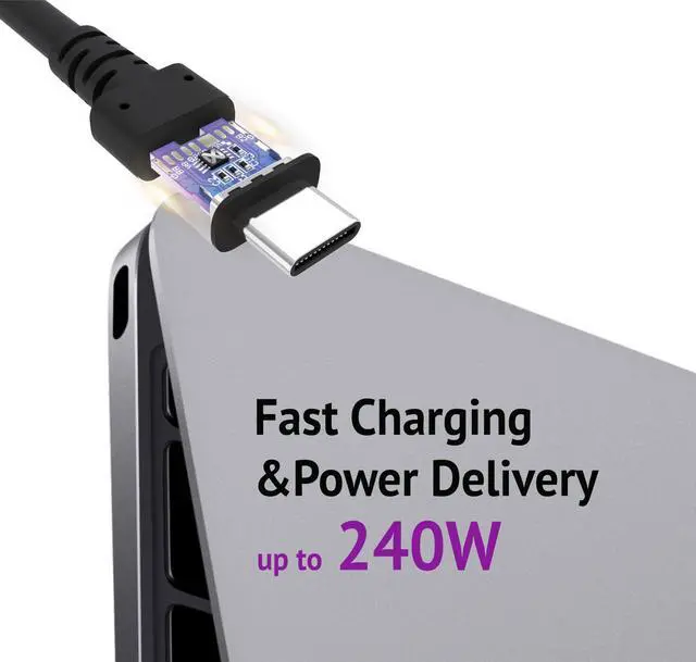Alt view image 3 of 5 - JAVEX 40Gbps USB4 USB-C to C Cable for Thunderbolt 4 Cable [USB-IF Certified, UL Listed] 240W Charging for iPhone 16/15 Pro, MacBooks, iPad Pro, Monitor Connection, PS5, Surface 3.3FT/1M, Black