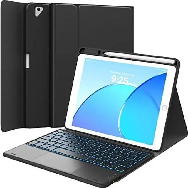 Alt view image 3 of 5 - GreenLaw Keyboard Case for iPad 9th 8th 7th Generation 10.2 inch, 7 Color Backlit, Stain Resistant Cover, 2-Devices Connection Keyboard for iPad Air 3rd Gen. iPad Pro 10.5, Obsidian Black