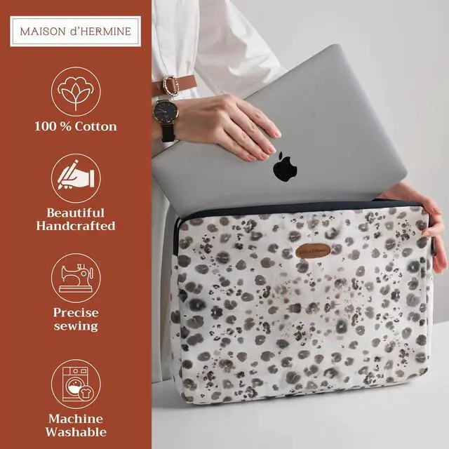 Alt view image 2 of 5 - Maison d'Hermine Laptop Sleeve upto 15.6 inch Stain and water repellent Cotton canvas - Cheeta