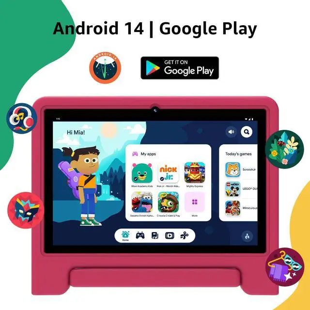 Alt view image 2 of 5 - ApoloSign Kids Tablet-2024, Android 14 Tablet for Kids, 10.1-inch Tablet for Toddlers, Octa-core, 6(3+3) GB RAM,64GB ROM, Parental Control, 8-hr Battery, Wi-Fi6, BT5.0, Droop-Proof Case (Pink)