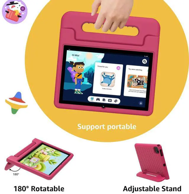 Alt view image 3 of 5 - ApoloSign Kids Tablet-2024, Android 14 Tablet for Kids, 10.1-inch Tablet for Toddlers, Octa-core, 6(3+3) GB RAM,64GB ROM, Parental Control, 8-hr Battery, Wi-Fi6, BT5.0, Droop-Proof Case (Pink)