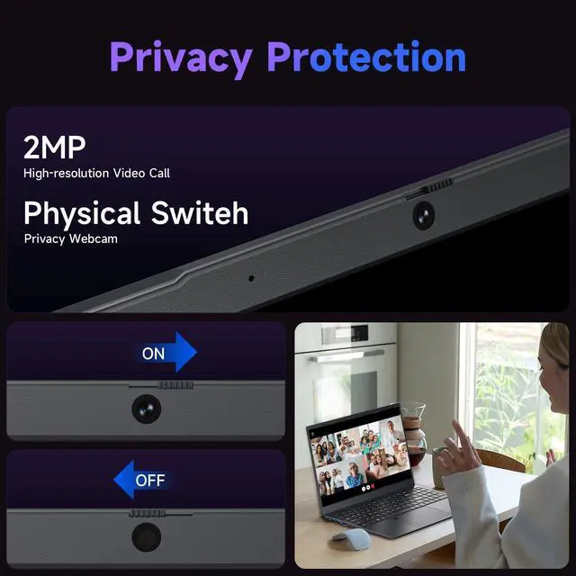 Alt view image 4 of 5 - Akocrsiy 15.6 Inch Student Business Laptop Computer, LPDDR5 12GB RAM 512GB ROM, Intel N95 Processor(Up to 3.4GHz), Windows 11 Pro with FHD IPS Display, WiFi 5, Bluetooth 5.2, Type-C, HDMI, USB 3.2