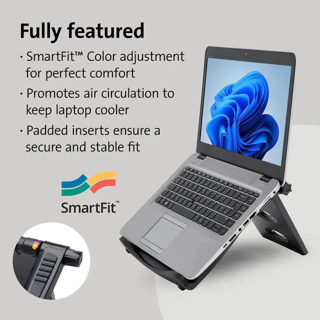 Alt view image 3 of 5 - Kensington Easy Riser Portable Ergonomic Laptop Cooling Stand (12"-17") for Laptops, Chromebooks Macbooks and Wacom devices  Grey (K60112AM), Gray