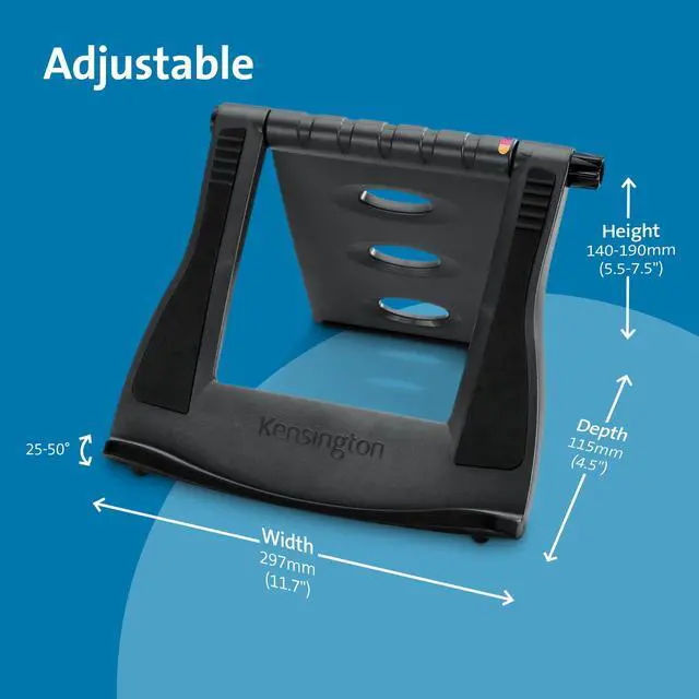 Alt view image 5 of 5 - Kensington Easy Riser Portable Ergonomic Laptop Cooling Stand (12"-17") for Laptops, Chromebooks Macbooks and Wacom devices  Grey (K60112AM), Gray