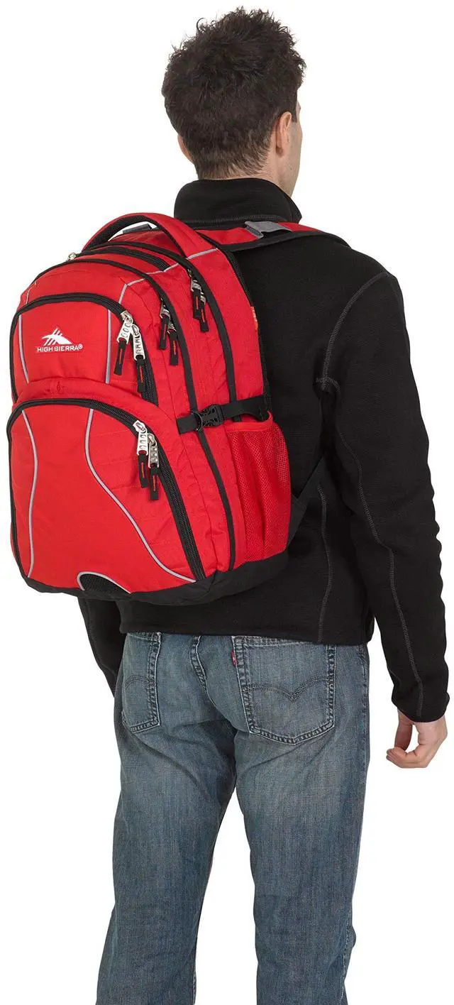 Alt view image 4 of 5 - High Sierra Swerve Laptop Backpack, Crimson/Black, One Size
