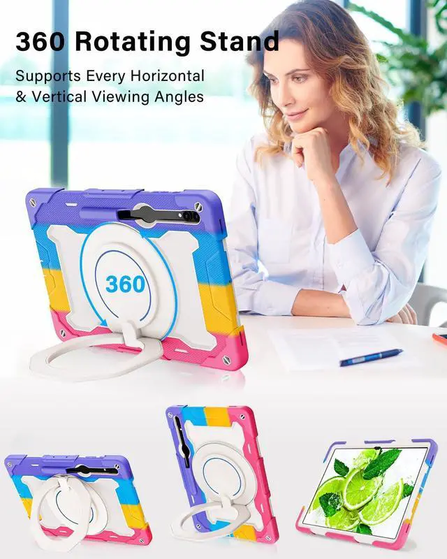 Alt view image 2 of 5 - ROISKIN for Samsung Galaxy Tab S10 Ultra 2024/ S9 Ultra/ S8 Ultra Case 14.6 Inch, Heavy Duty Shockproof Protective Case with Screen Protector, Stand, Handle,Shoulder Strap and Pen Holder