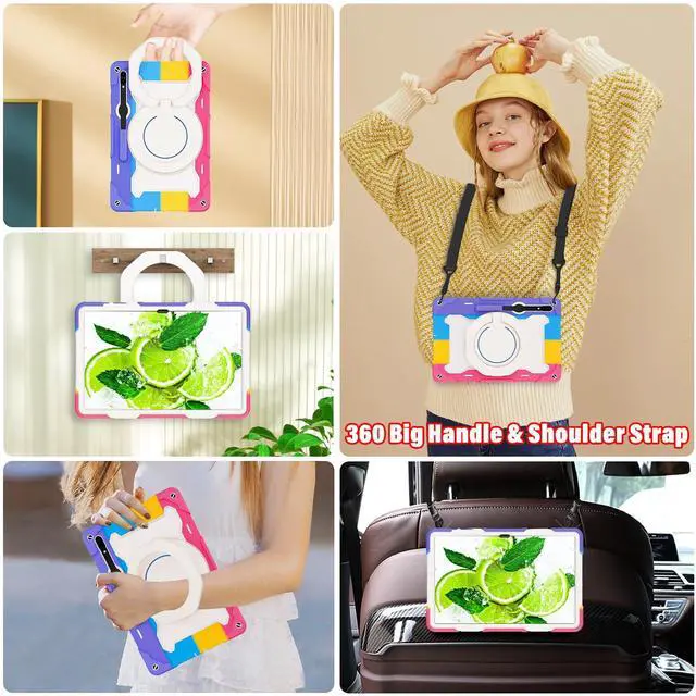 Alt view image 3 of 5 - ROISKIN for Samsung Galaxy Tab S10 Ultra 2024/ S9 Ultra/ S8 Ultra Case 14.6 Inch, Heavy Duty Shockproof Protective Case with Screen Protector, Stand, Handle,Shoulder Strap and Pen Holder