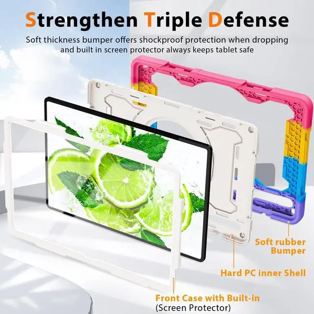 Alt view image 4 of 5 - ROISKIN for Samsung Galaxy Tab S10 Ultra 2024/ S9 Ultra/ S8 Ultra Case 14.6 Inch, Heavy Duty Shockproof Protective Case with Screen Protector, Stand, Handle,Shoulder Strap and Pen Holder