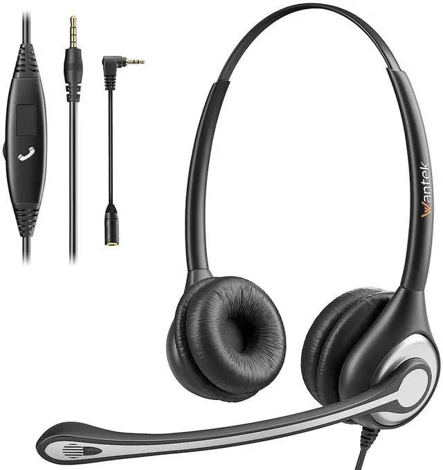 Main image of Cell Phone Headset with Microphone Noise Cancelling & Call Controls, 3.5mm Computer Headphones for Samsung PC Business Skype Softphone Call Center Office, Clear Chat, Ultra Comfort