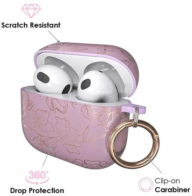 Alt view image 3 of 4 - Velvet Caviar Compatible with AirPods 3rd Generation Case with Keychain - Cute Protective Hard AirPod 3 Cases for Women - Dusty Rose Floral Flower