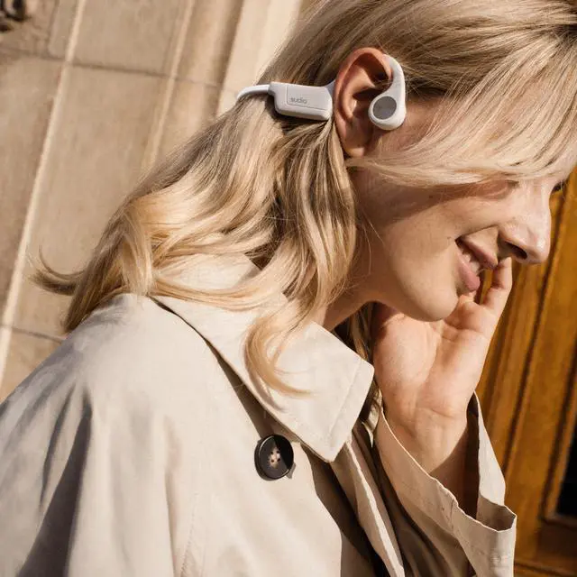 Alt view image 4 of 5 - Sudio B2 Wireless Earphones with Bluetooth 5.3, Bone Conduction Technology, Microphones, Spatial Sound by Dirac Virtuo, Up to 7.5 Hours Playtime, Quick Charge, IPX5 Water Resistance (White)