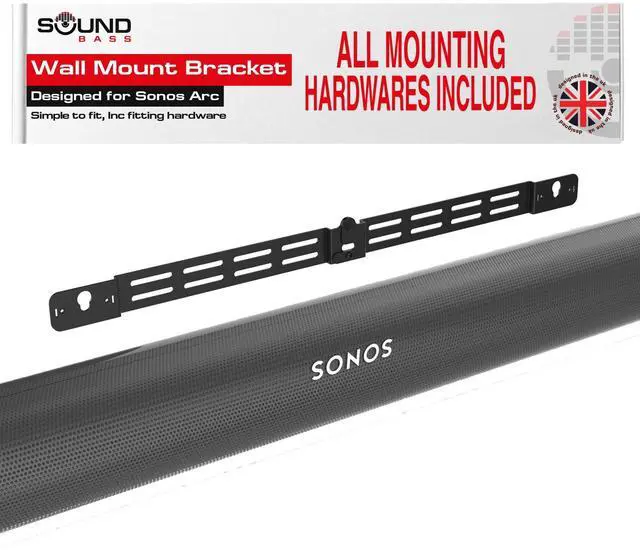 Main image of Soundbass Arc Wall Mount Bracket, Black, Compatible with Sonos Arc and Arc Ultra, Adjustable Depth, All Hardware Included, Designed in The UK