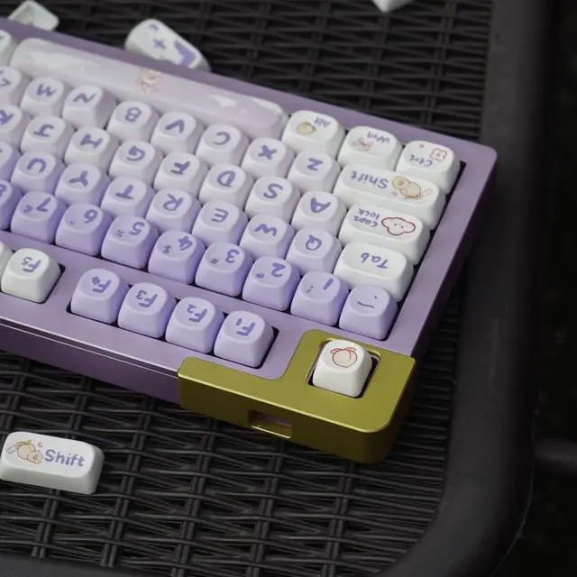 Alt view image 4 of 5 - SUEHIODHY PBT Rabbit Keycaps Set MOA Profile Cute Purple White Keycaps 142 Keys Custom Dye-Sublimation Keyboard Key Caps for 60% 65% 70% 75% 100% Cherry MX Switches Mechanical Keyboards