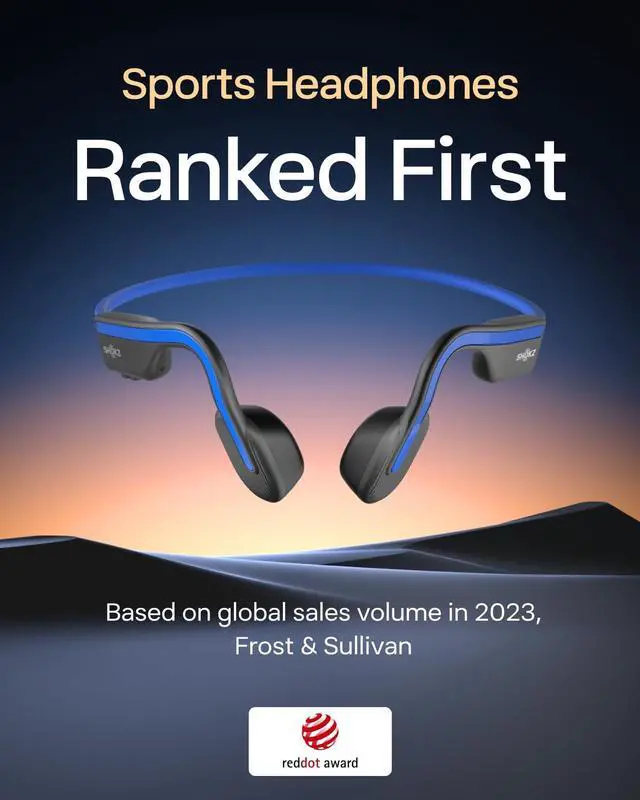 Alt view image 2 of 5 - SHOKZ OpenMove - Open-Ear Bluetooth Sport Headphones, Bone Conduction Wireless Earphones, Sweatproof for Running and Workouts, with Sticker Pack(Blue)