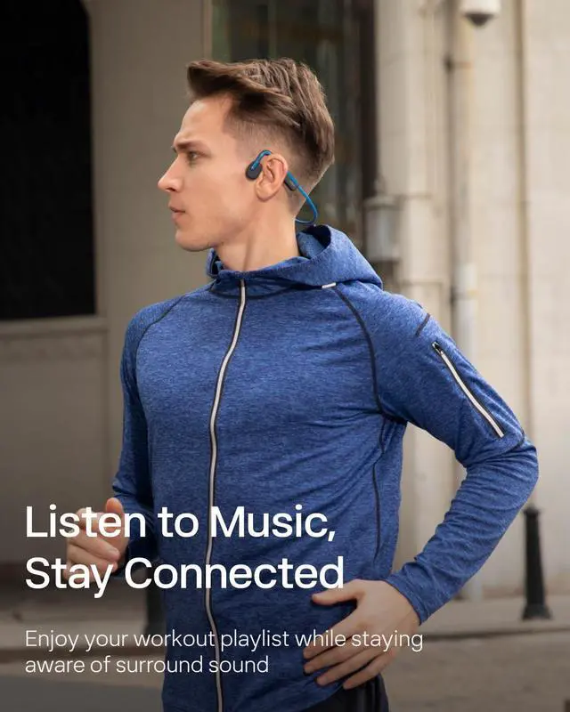 Alt view image 4 of 5 - SHOKZ OpenMove - Open-Ear Bluetooth Sport Headphones, Bone Conduction Wireless Earphones, Sweatproof for Running and Workouts, with Sticker Pack(Blue)