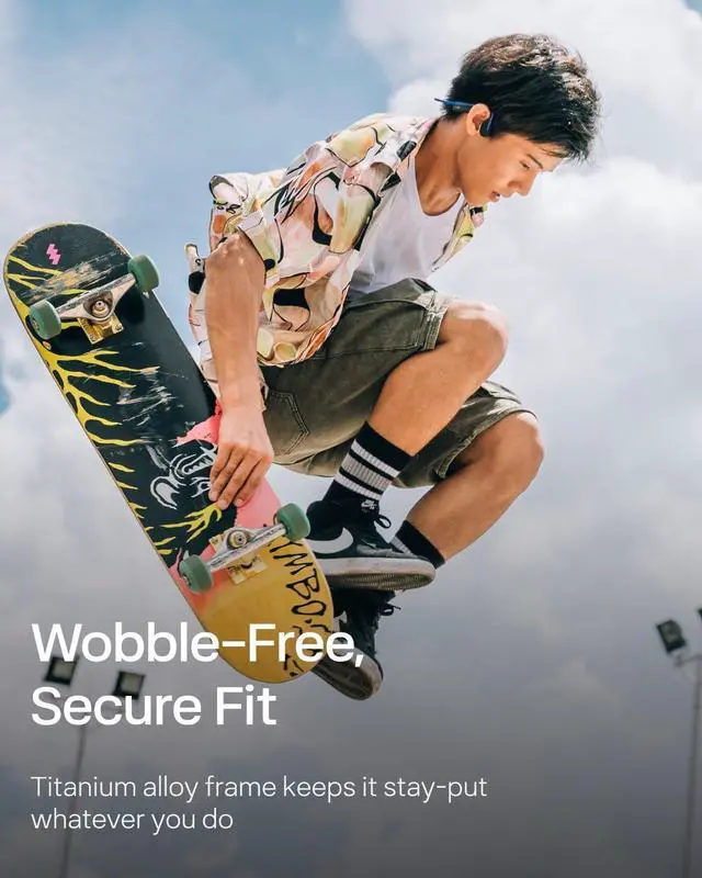 Alt view image 5 of 5 - SHOKZ OpenMove - Open-Ear Bluetooth Sport Headphones, Bone Conduction Wireless Earphones, Sweatproof for Running and Workouts, with Sticker Pack(Blue)