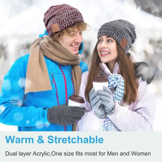 Alt view image 3 of 5 - Qshell Bluetooth Beanie Hat, Winter Warm Soft Trendy Cap with Wireless Headphone Headset Earphone Stereo Speaker Mic Hands Free for Lifestyle Outdoor Sport,Compatible with iPhone Android - Gray