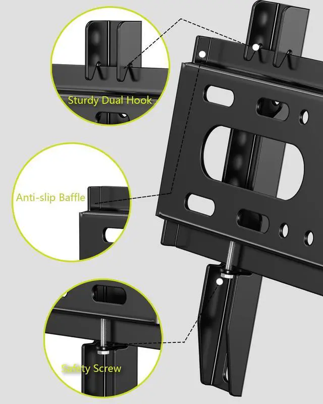 Alt view image 3 of 5 - Nuyoah TV Wall Mount Bracket Low Profile Fixed for 14-43 Inch Flat Screen TVs with TV Wall Mount Bracket Fixed for Most 26-65 TVs