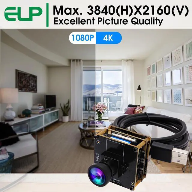 Alt view image 3 of 5 - IEights 4K HDMI USB Camera Module Wide Angle Webcam for Computer 4K 30fps PC Camera Mini UVC USB2.0 Lightburn Camera for Laser Engraver 2X Digital Zoom USB Security Camera for Laptop Raspberry Pi