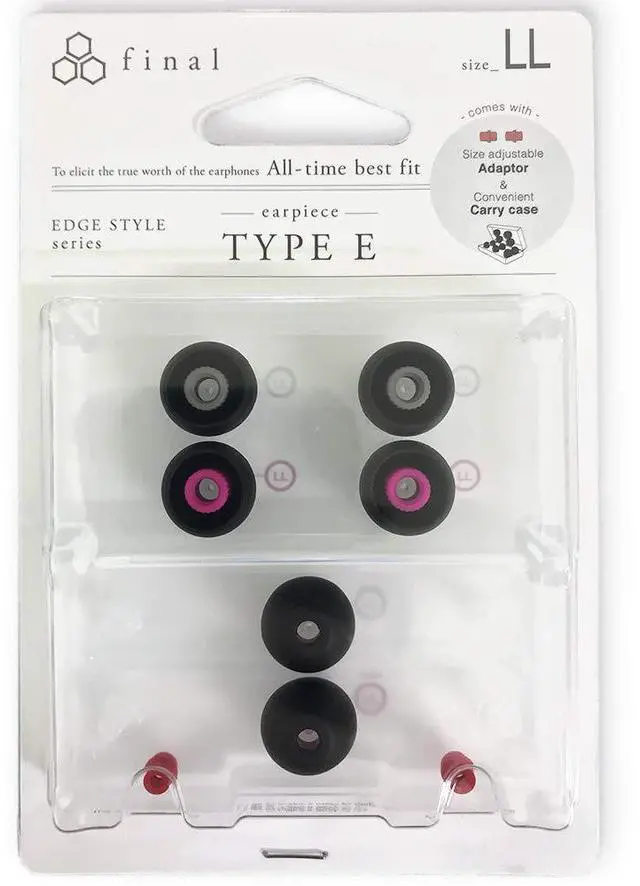 Alt view image 3 of 5 - Final Audio Black+Black/Red Silicone Type E Eartips kit with Case and Nozzle Adaptor Compatible with 1More, AKG, Audio-Technica, Beats by Dre, Campfire Audio, Empire Ears, Shure, Sony, Westone (X-Lg)