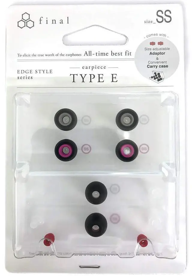 Alt view image 3 of 5 - Final Audio Black+Black/Red Silicone Type E Eartips kit with Case and Nozzle Adaptor Compatible with 1More, AKG, Audio-Technica, Beats by Dre, Campfire Audio, Empire Ears, Shure, Sony, Westone (X-Sm)