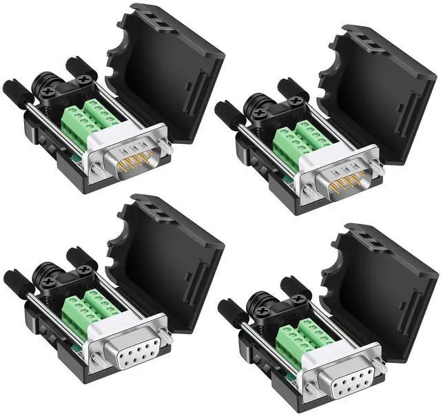 Main image of Dbilida DB9 Solderless Connector (2Male+2Female), DB9 Breakout Connector RS232 D-SUB Serial to 9pin Port Terminal with Case