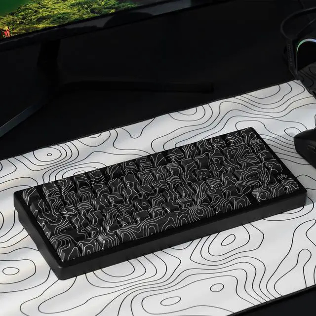 Alt view image 3 of 5 - dagaladoo Black Topographic keycaps Double Shot PBT keycaps Shine Through Keyboard Keys Side Printed Key caps Cherry Profile Custom keycap Set for100%, 75%, 65%, 60% US Layout Mechanical Keyboard