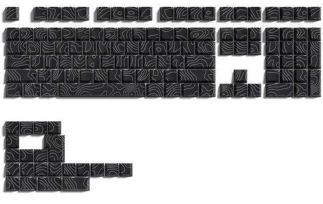 Alt view image 2 of 5 - dagaladoo Black Topographic keycaps Double Shot PBT keycaps Shine Through Keyboard Keys Side Printed Key caps Cherry Profile Custom keycap Set for100%, 75%, 65%, 60% US Layout Mechanical Keyboard