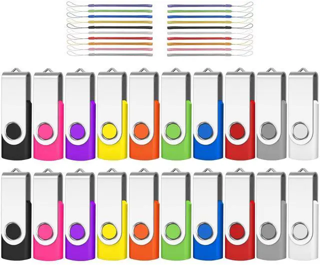 Main image of AreTop Bulk Flash Drives 4GB 20 Pack USB2.0 Swivel Bulk Thumb Drives Memory Stick USB Pendrive USB Drive Jump Drives (20Pack 4GB, Multicolors)