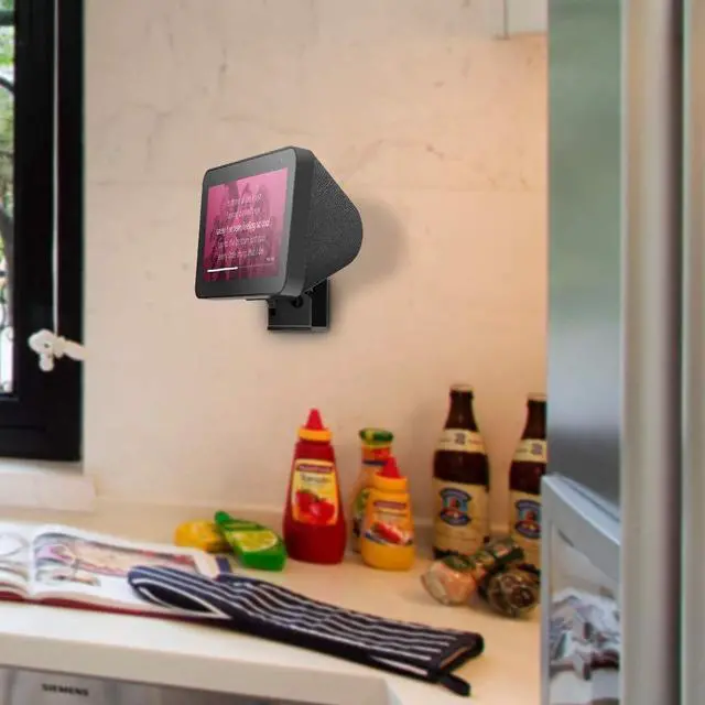 Alt view image 3 of 5 - Wall Mount Stand for Echo Show 8, Aluminum Swivel Stand, Stand for Amazon Echo Show 8 & Echo Show 5, Horizontal 360 Rotation Longitudinal Angle Change Base Black MY013-01