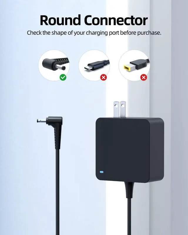 Alt view image 3 of 5 - 65W 45W AC Charger Fit for Lenovo V14 V15 V17 G4 G3 G5 G4 V14-IIL V15-IIL V14-ARE V14-ITL V15-ITL V15-ADA V14-ADA Laptop - (UL Safety Certified Products)