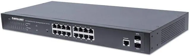 Main image of Intellinet 16 Port Gigabit Managed PoE Switch - POE Power Budget of 374W, 2 SFP Slots, Self-Healing, IPv4/v6, 19" Rackmount 3 Yr Mfg Warranty-561198