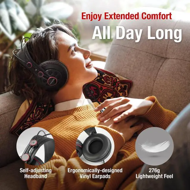 Alt view image 3 of 5 - Superlux HD681 Semi-Open Back Wired Over Ear Headphone with 50mm Neodymium Driver, Single-Sided Cable for Professional Monitoring Recording Headset & Mixing for Guitar Podcast