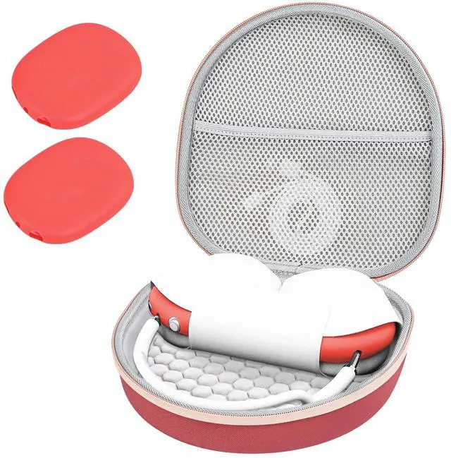 Main image of ProCase Hard Case for AirPods Max, Travel Carrying Headphone Case with Silicone Earpad Cover & Mesh Pocket, AirPods Max Protective Portable Storage Bag -Red