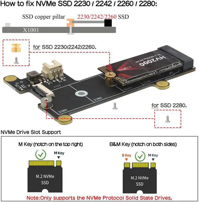 Alt view image 3 of 5 - Geekworm X1001 PCIe M.2 Key-M NVMe SSD PIP PCIe Peripheral Board+Metal Case for Raspberry Pi 5