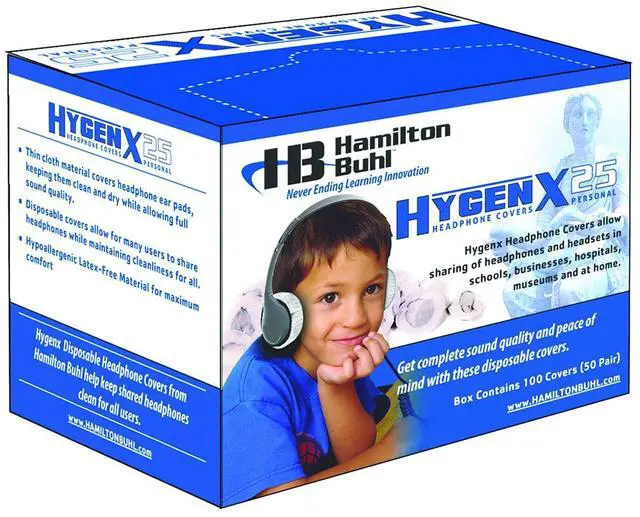 Main image of HamiltonBuhl HECHYGENX25 HygenX Disposable Headphone Covers, On-Ear (Pack of 50)