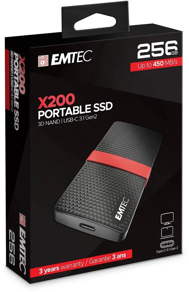 Alt view image 3 of 5 - Emtec X200 Power Plus 256GB mSATA Portable Solid State Drive (SSD) - ECSSD256GX200