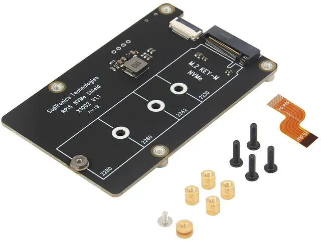 Alt view image 2 of 5 - Geekworm X1002 PCIe M.2 NVMe SSD PIP PCIe Peripheral Board with PD27W Power Supply for Raspberry Pi 5