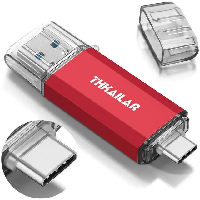 Main image of Thkailar USB C Flash Drive 256GB,USB Flash Drive with Type C and Type A 3.1 Port Compatible with Android Phone,MacBook Pro,PC(Red)