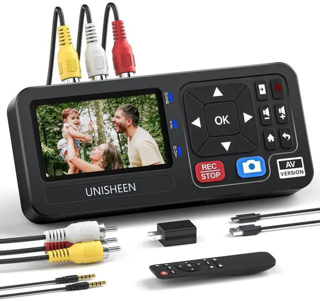 Main image of UNISHEEN Convert VHS to Digital-Compatible with VHS, VCR, DVR, DVD, Cassette, Hi8, Mini DV Players, Camcorder, Gaming Consoles with Remote Control