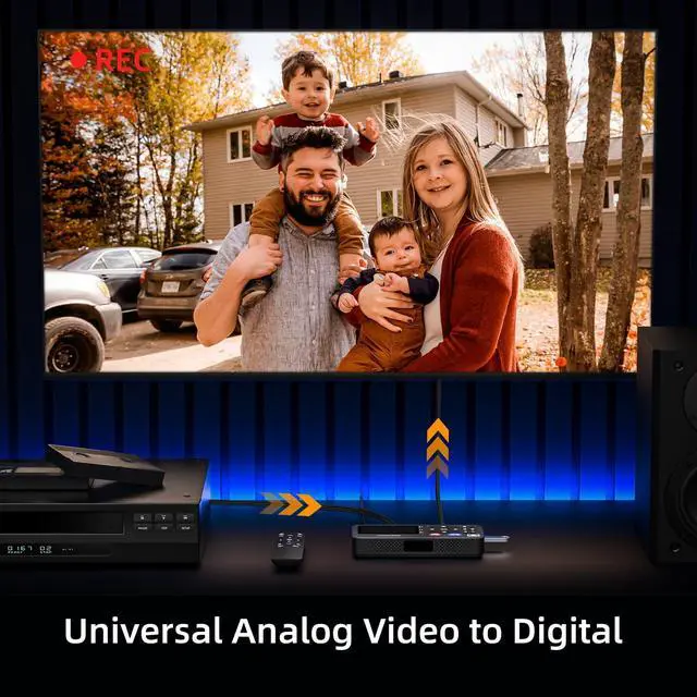 Alt view image 2 of 5 - UNISHEEN Convert VHS to Digital-Compatible with VHS, VCR, DVR, DVD, Cassette, Hi8, Mini DV Players, Camcorder, Gaming Consoles with Remote Control