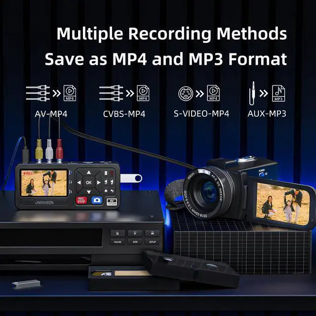 Alt view image 3 of 5 - UNISHEEN Convert VHS to Digital-Compatible with VHS, VCR, DVR, DVD, Cassette, Hi8, Mini DV Players, Camcorder, Gaming Consoles with Remote Control