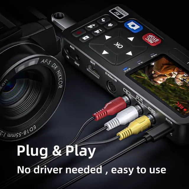 Alt view image 4 of 5 - UNISHEEN Convert VHS to Digital-Compatible with VHS, VCR, DVR, DVD, Cassette, Hi8, Mini DV Players, Camcorder, Gaming Consoles with Remote Control