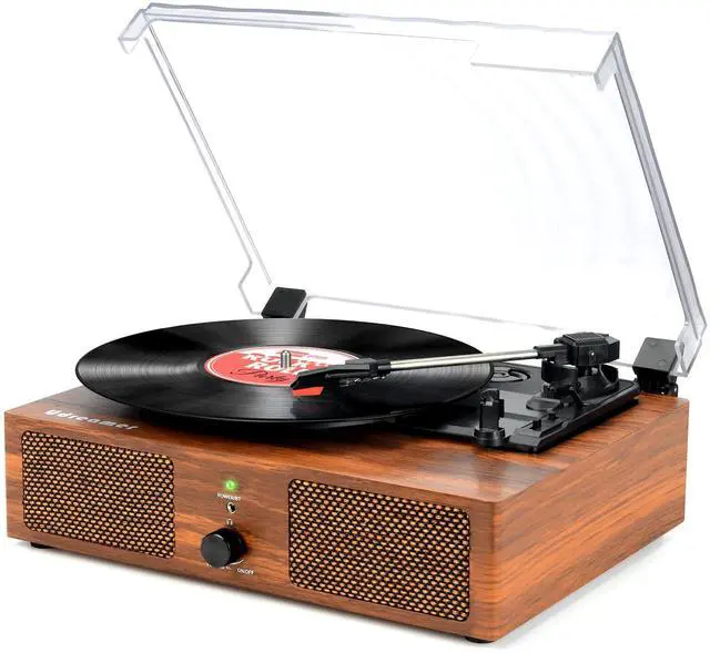 Main image of Vinyl Record Player Turntable with Upgraded Speakers Wireless Vintage Vinyl Player with USB Input, 3 Speed,AUX in,Headphone Jack and RCA Out