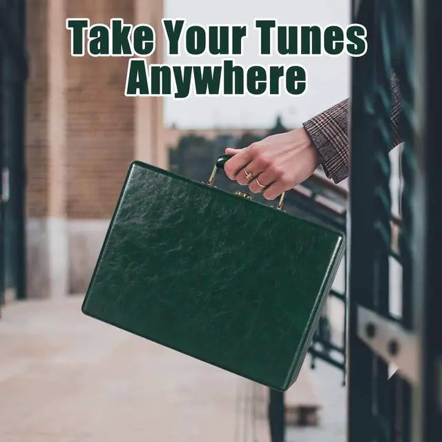 Alt view image 2 of 5 - Vintage 3-Speed Bluetooth Portable USB Suitcase Record Player with Built-in Speakers | Upgraded Vinyl Turntable Audio Sound| Includes Extra Stylus & Mat | Green