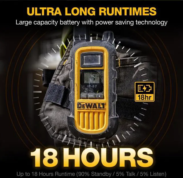 Alt view image 4 of 5 - DEWALT DXFRS800 2 Watt Heavy Duty Walkie Talkies - Waterproof, Shock Resistant, Long Range & Rechargeable Two-Way Radio with VOX (2 Pack)