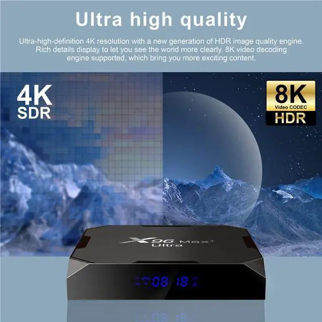 Alt view image 5 of 5 - 4GB 64GB X96 Max Plus Ultra TV Box Android 11 Amlogic S905X4 2.4G/5GHz Dual WiFi BT4.0 USB3.0 Support AV1 H.265 8K 24fps 4K 60fps HDR Box