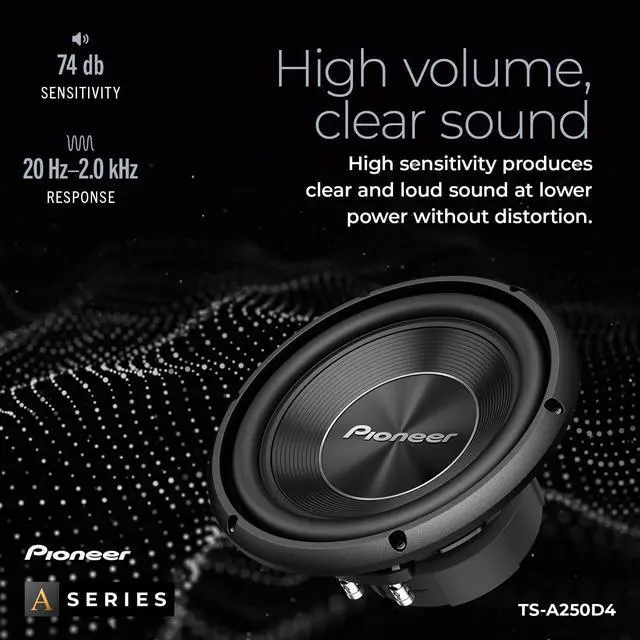 Alt view image 5 of 5 - Pioneer A-Series TS-A250D4 10 Subwoofer  1300W Max, Flexible Wiring, Powerful Bass Output